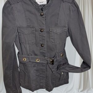 Sanctuary Charcoal Retro Utility Button up Belted Jacket Size Medium